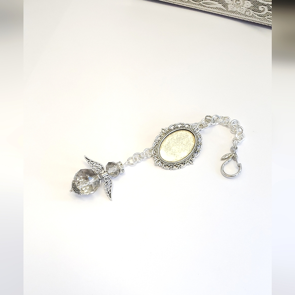 Handmade Crystal Beaded Guardian Angel Photo Charm Memorial Charm